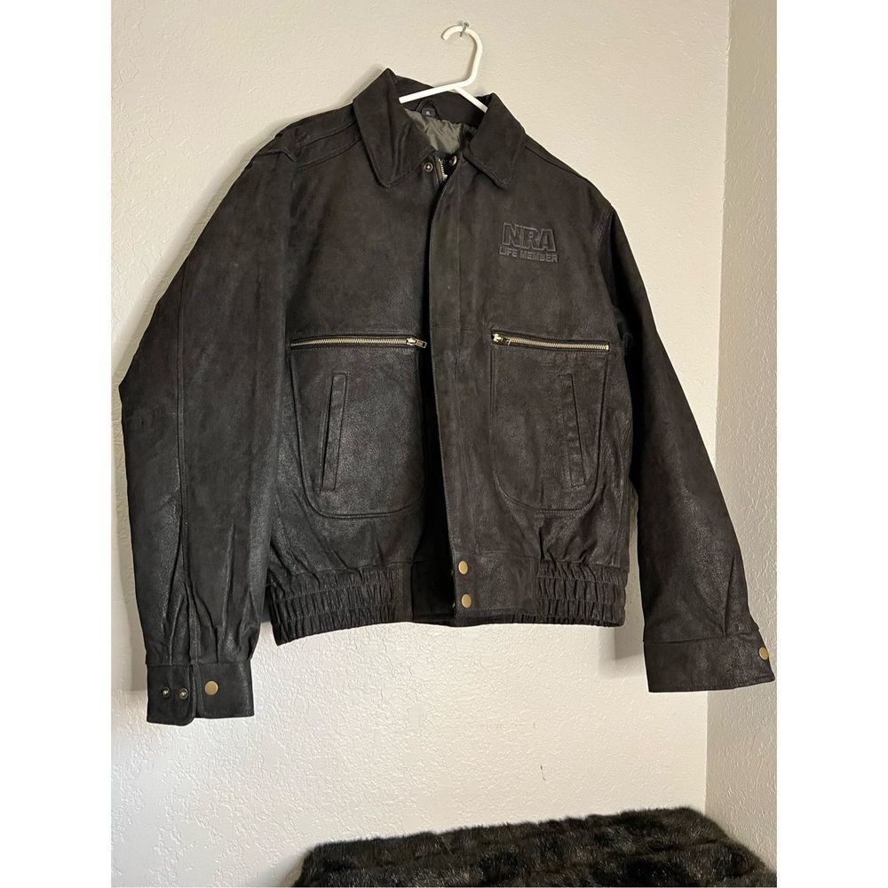 NRA Leather Jacket XL Black - Made by Burk's Bay